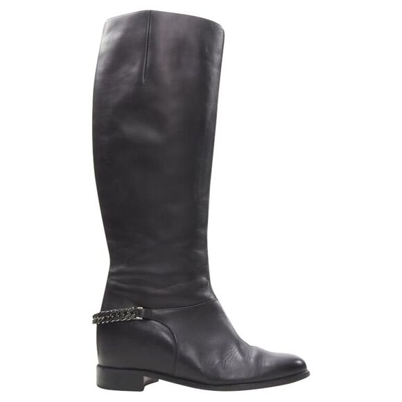 Christian Louboutin Cate leather chain concealed wedge tall boots - Picture 1 of 6